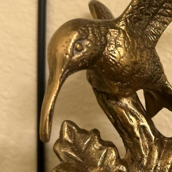 Vintage Solid Brass Hummingbird Figurine - Picture 4 of 9